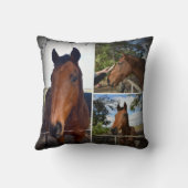ブラウンホース美しい写真コラージュ クッション (裏面)