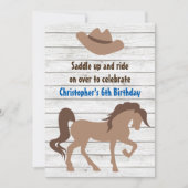 ブラウンホース&カウボーイハットウェスタン誕生日 招待状 (正面)