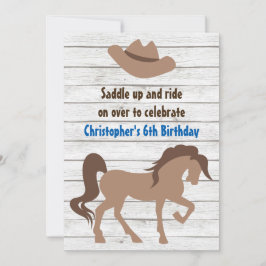 ブラウンホース&カウボーイハットウェスタン誕生日 招待状
