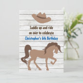 ブラウンホース&カウボーイハットウェスタン誕生日 招待状 (スタンド正面)