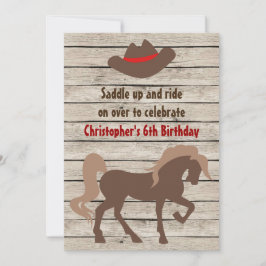 ブラウンホース&カウボーイハットウェスタン誕生日 招待状