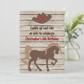 ブラウンホース&カウボーイハットウェスタン誕生日 招待状 (スタンド正面)