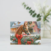 ブラウンホース、弓とバーンズのクリスマス素朴 シーズンポストカード (スタンド正面)