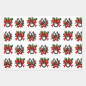 ブラウンホース、弓とバーンズのクリスマス素朴 ラッピングペーパーシート (正面3)