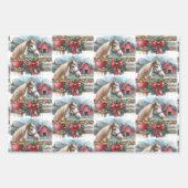 ブラウンホース、弓とバーンズのクリスマス素朴 ラッピングペーパーシート (正面2)