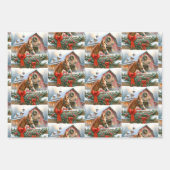 ブラウンホース、弓とバーンズのクリスマス素朴 ラッピングペーパーシート (正面)