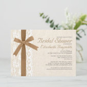 ブラウンボウ&レースブライダルシャワー招待状 招待状 (スタンド正面)