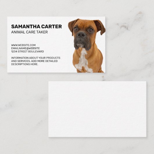 ブラウンボクサーの犬が座る 名刺 (正面/裏面)