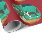 ブラウンボストンテリアとサンタの贈り物 ラッピングペーパー (ロールコーナー)