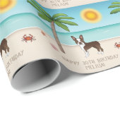 ブラウンボストンテリアアットザトロピカルサマービーチ ラッピングペーパー (ロールコーナー)