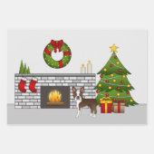 ブラウンボストンテリアインフェスティバルクリスマスルーム ラッピングペーパーシート (正面3)