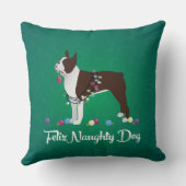 ブラウンボストンテリアフェリズドッグいけなデザイン クッション (裏面)