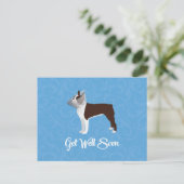 ブラウンボストンテリアージュエージングマンスーンデザイン ポストカード (スタンド正面)