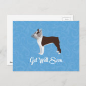 ブラウンボストンテリアージュエージングマンスーンデザイン ポストカード (正面/裏面)