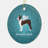 ブラウンボストンテリア犬エンジェルペット記念碑 セラミックオーナメント (左)