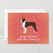 ブラウンボストンテリア私のハートはいつもスマイル ポストカード (正面/裏面)