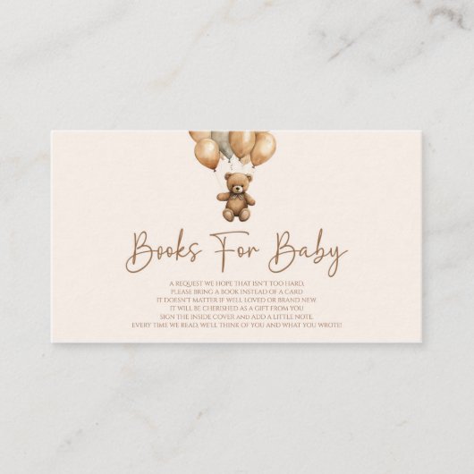 ブラウンボホテディベア赤ちゃんシャワーベビー エンクロージャーカード (正面)