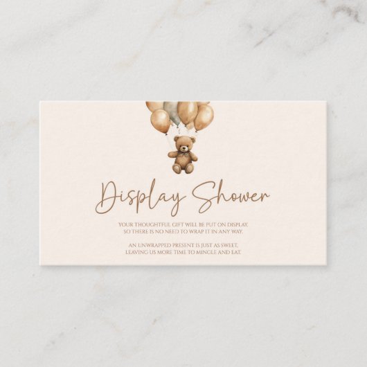 ブラウンボホテディベア赤ちゃんシャワー表示シャワー エンクロージャーカード (正面)