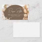 ブラウンボホベアーバルーンベビーシャワーおむつラッフル エンクロージャーカード (正面/裏面)