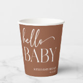 ブラウンボホボヘミアンハローベビーベビーシャワー 紙コップ (正面)