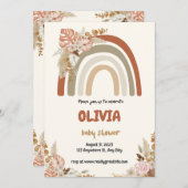 ブラウンボホーレインボーベビーシャワー招待状 セーブザデート (正面/裏面)