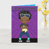 ブラウンボーイズヒップホップ単語検索ハッピーバースデー カード (黄色い花)