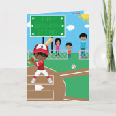 ブラウンボーイズ野球カラーリングページハッピーバースデー カード (正面)