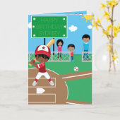 ブラウンボーイズ野球カラーリングページハッピーバースデー カード (黄色い花)