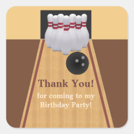 ブラウンボーリング誕生日パーティーステッカー スクエアシール