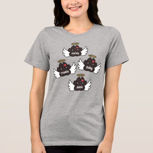 ブラウンポーズ赤いハートエンジェルウィングズ4ドッグズメモリアル トライブレンドＴシャツ (正面)