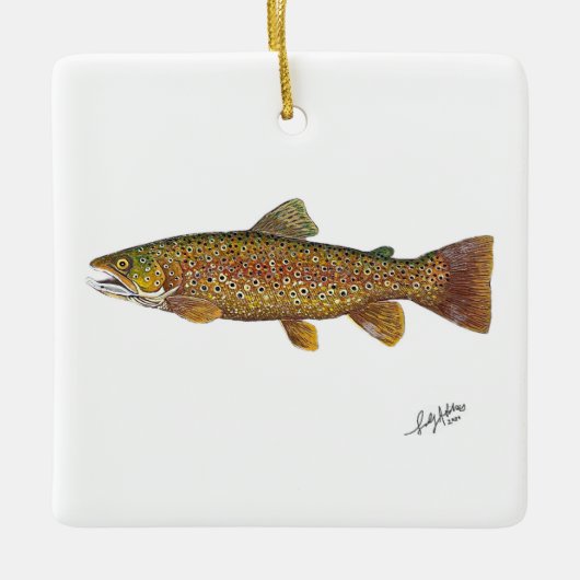 ブラウンマス泳ぎ セラミックオーナメント (正面)