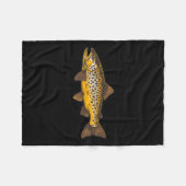 ブラウンマス魚釣りフライ釣りアウトドアとナチュール フリースブランケット (正面(横))