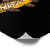 ブラウンマス魚釣りフライ釣りアウトドアとナチュール ポスター (角)