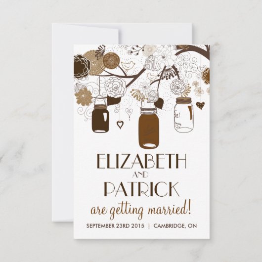 ブラウンマソンジャーと花の秋の受付カード 招待状 (裏面)