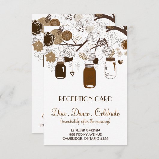 ブラウンマソンジャーと花の秋の受付カード 招待状 (正面/裏面)