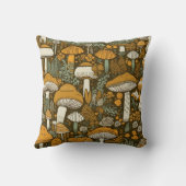 ブラウンマッシュルームヴィンテージ植物 クッション (裏面)