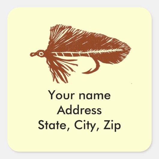 ブラウンマトゥカストリーマー、フライフィッシング、フライのタイイング、アート スクエアシール (正面)