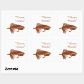 ブラウンマトゥカストリーマー、フライフィッシング、フライの結び付けアート スクエアシール (シート)