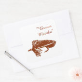 ブラウンマトゥカストリーマー、フライフィッシング、フライの結び付けアート スクエアシール (封筒)