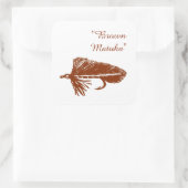 ブラウンマトゥカストリーマー、フライフィッシング、フライの結び付けアート スクエアシール (バッグ)