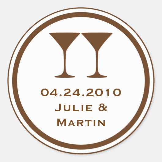 ブラウンマルティーニ結婚式の引き出物ラベルシールラベル ラウンドシール (正面)