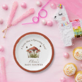 ブラウンマルーンマッシュルームバタフライテーマベビーシャワー ペーパープレート (パーティー)