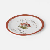 ブラウンマルーンマッシュルームバタフライテーマベビーシャワー ペーパープレート (アングル)