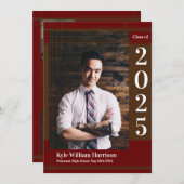 ブラウンマルーン学校のカラー卒業写真プライド 招待状 (正面/裏面)