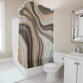ブラウンマーブルゴールドヴィンテージデザイン シャワーカーテン (インサイチュ)
