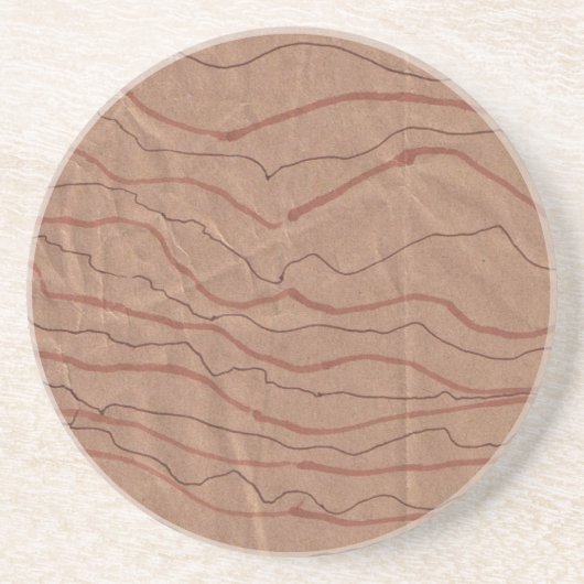 ブラウンマーブルデザイン付き砂岩コースター コースター (正面)