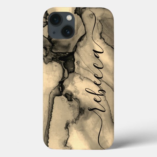ブラウンマーブル抽象的なカスタムネームスクリプト Case-Mate iPhoneケース (裏面)