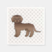 ブラウンミニゴールデンドルキュートな漫画の犬と手 スタンダードカクテルナプキン (正面)
