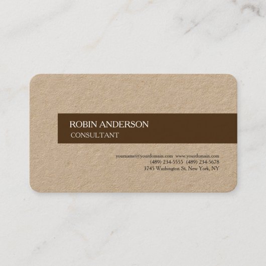 ブラウンミニマモダンリストプレーンプロフェッショナルトレンディー 名刺 (正面)