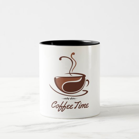 ブラウンミニマリストコーヒー時間 ツートーンマグカップ (中央)